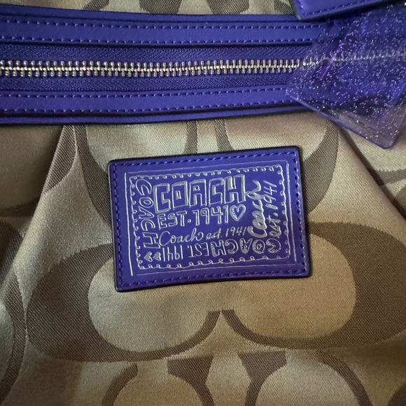 Coach poppy Purple and Tan Signature Tote Bag - Picture 2 of 6